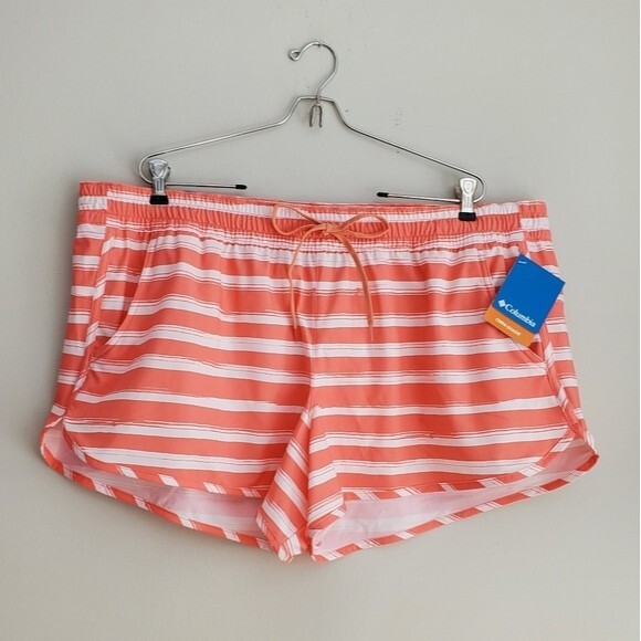 Columbia NWT Coral stripe Bogatta Bay stretch active wear shorts Women's XXL - Picture 2 of 7